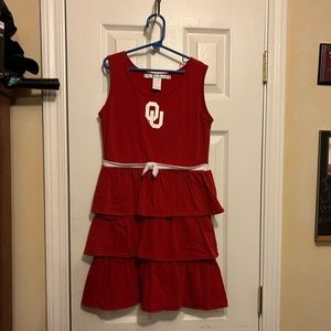 Chicka-d Girls👧🏻Tiered Ruffle Oklahoma Sooners Red Dress👗Sz 12